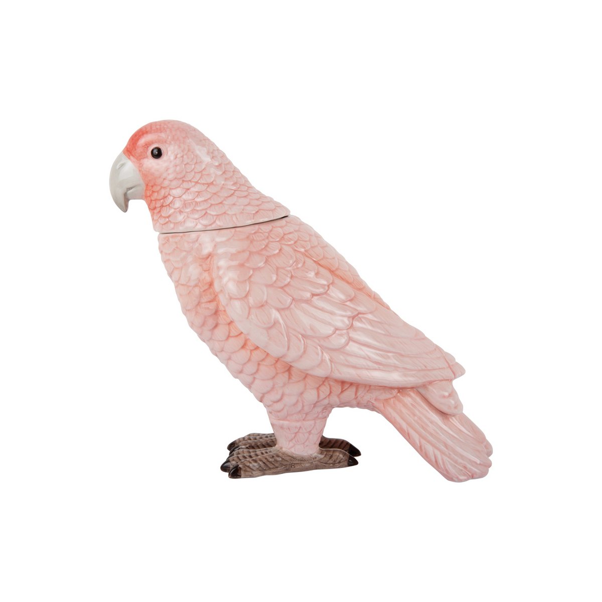 Voorraadpot vogel roze keramiek 12x23x21 cm
