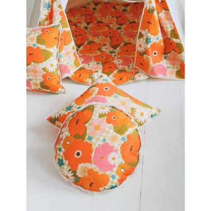 Rond kussen 39 cm katoen bloemenprint