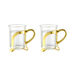 Glazen koffiebekers 200 ml set van 2 goud
