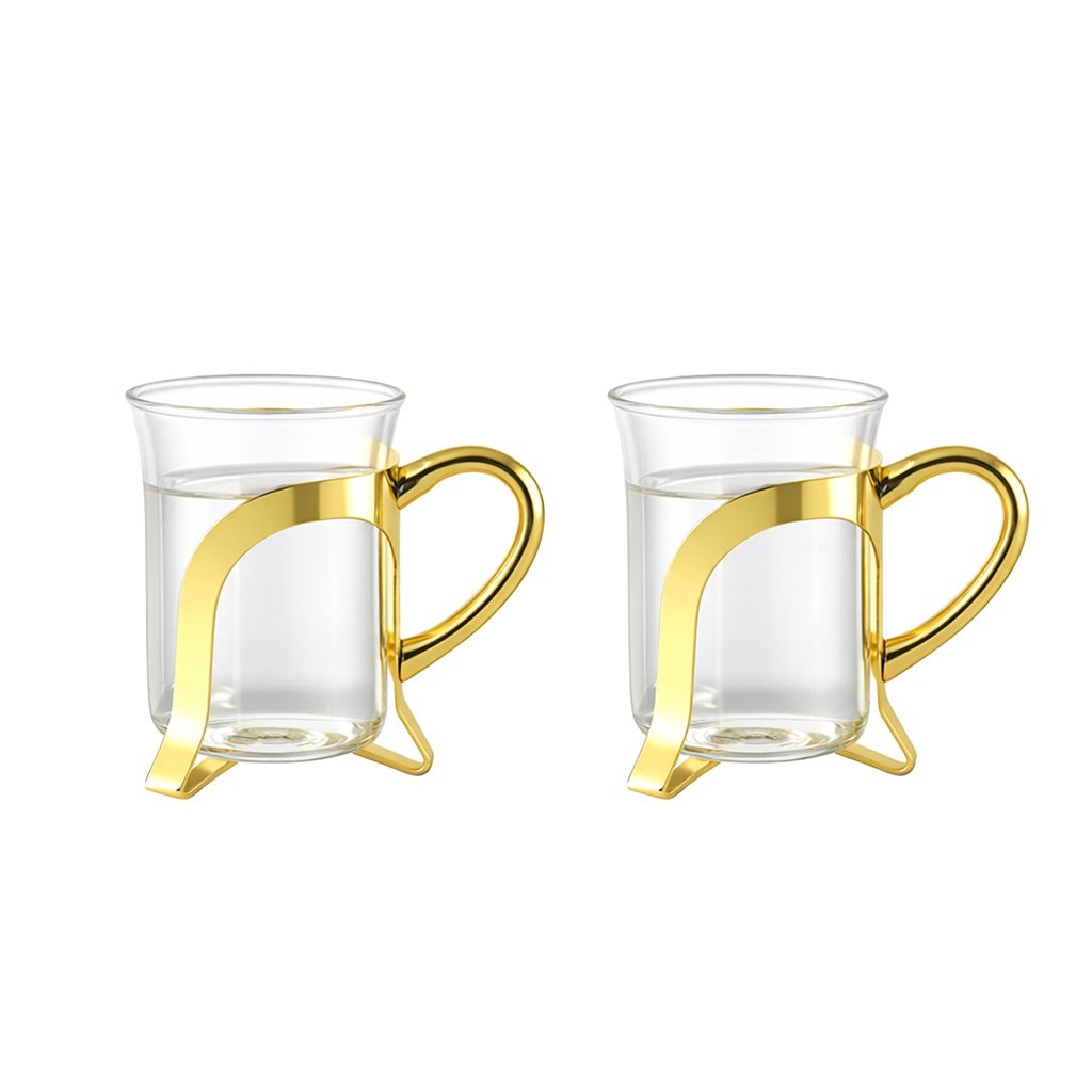 Glazen koffiebekers 200 ml set van 2 goud