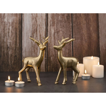 Herten figuren 2 stuks aluminium zilver 12x20x5 cm