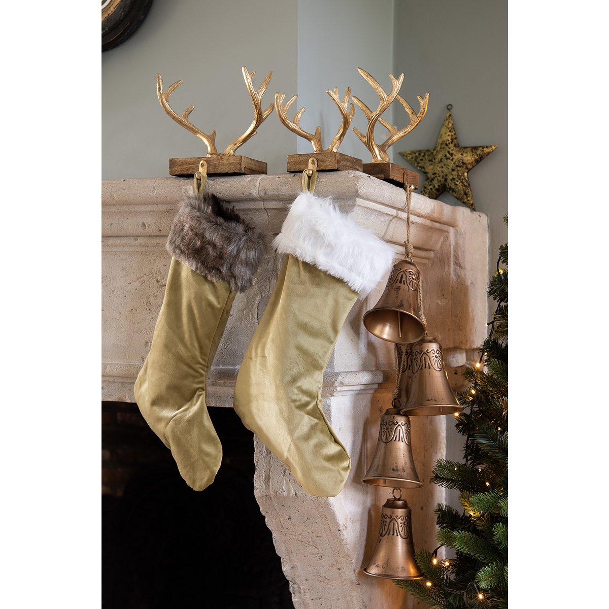 Kerstsok decoratie 30x1x45 cm bruin beige
