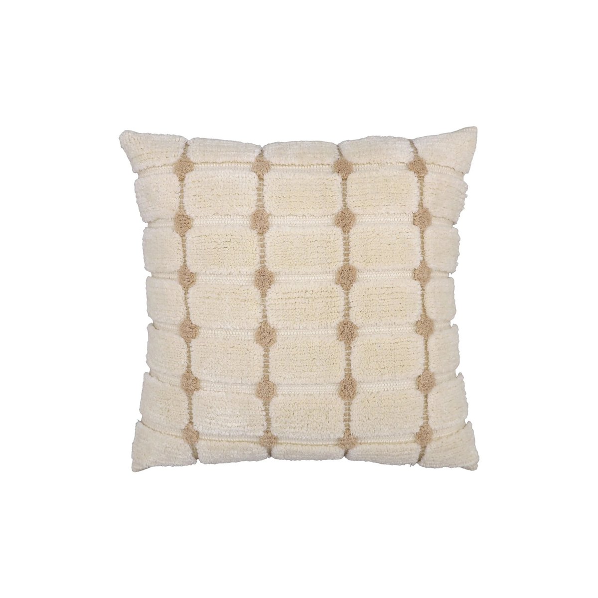 Natural Cream – Cushion Cover / Pillowcase – Tufted Check Pattern – 45×45 cm – Urbane Hide