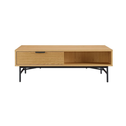 Salontafel 120x60x40 cm eikenfineer metaal zwart