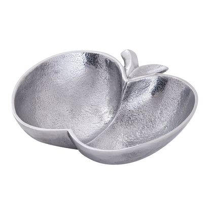 Decoratieve schaal appel goud zilver aluminium 21x21x5 cm