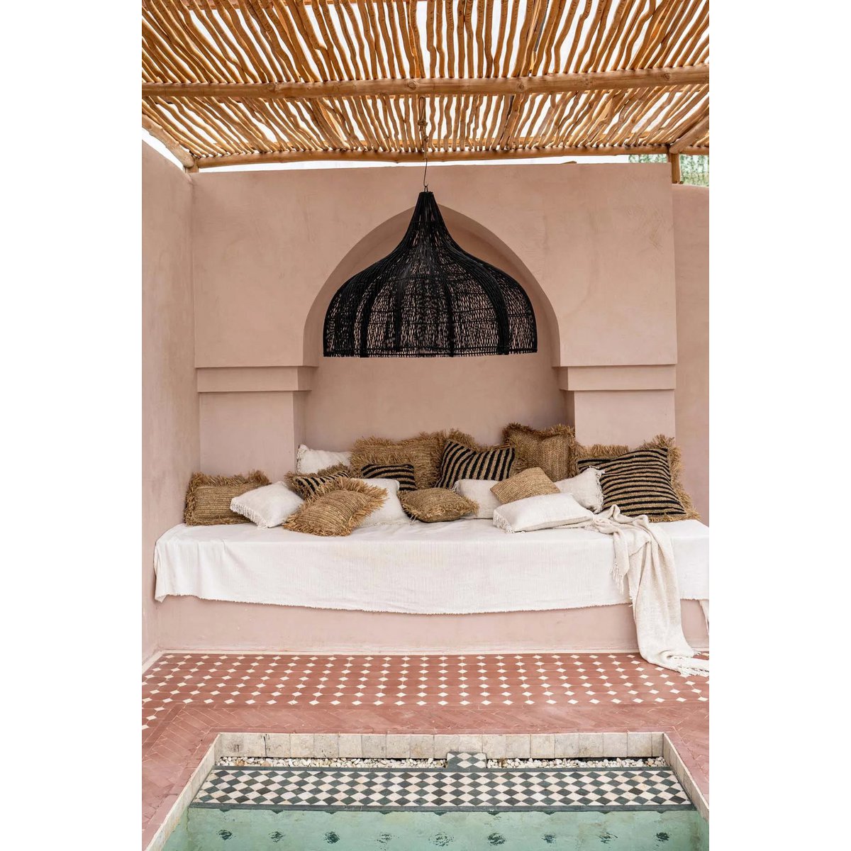 Hanglamp rotan 110x110x80 cm zwart