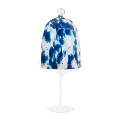 Taartklok blauw wit 15x15x32.5 cm glas