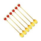Aardbeienlepels goud set van 6