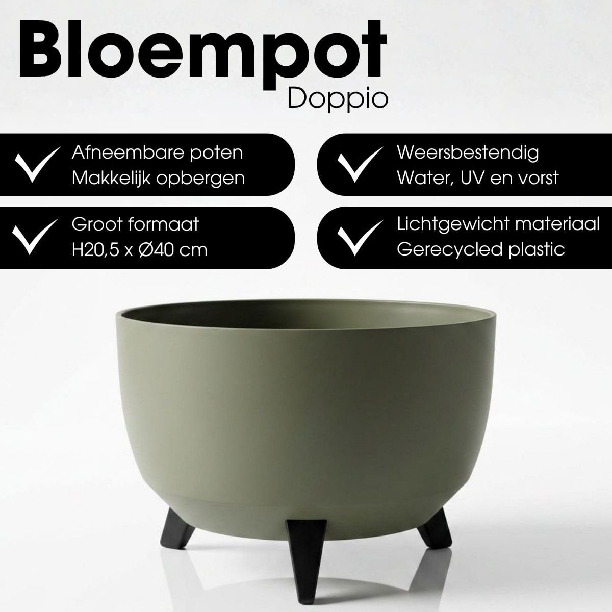 Plantenbak buiten Doppio Lichtgroen