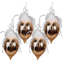 Christmas Ball Set of 4 Ø 10 cm Gold-colored White Glass Christmas Tree Decoration