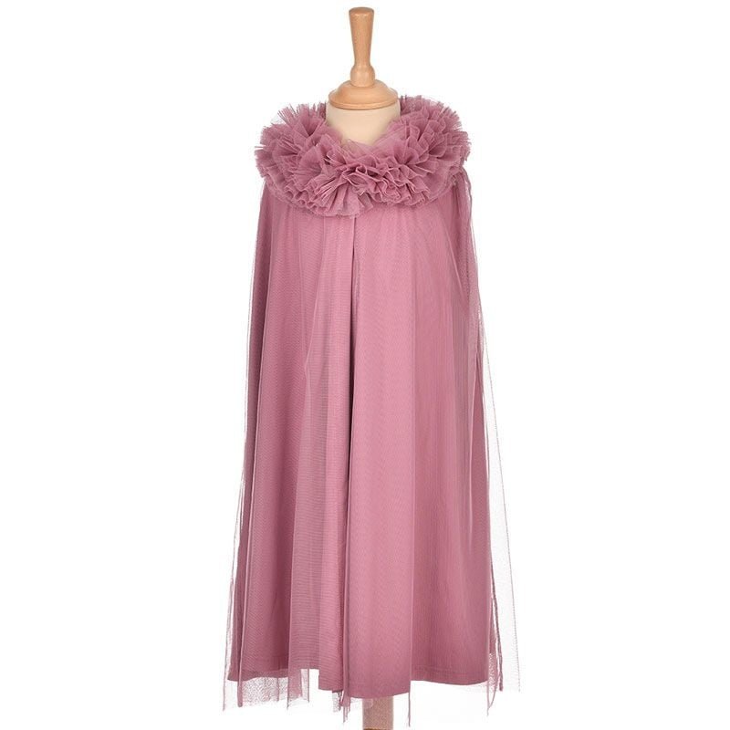 Tule cape paars roze 65 cm 6-8 jaar