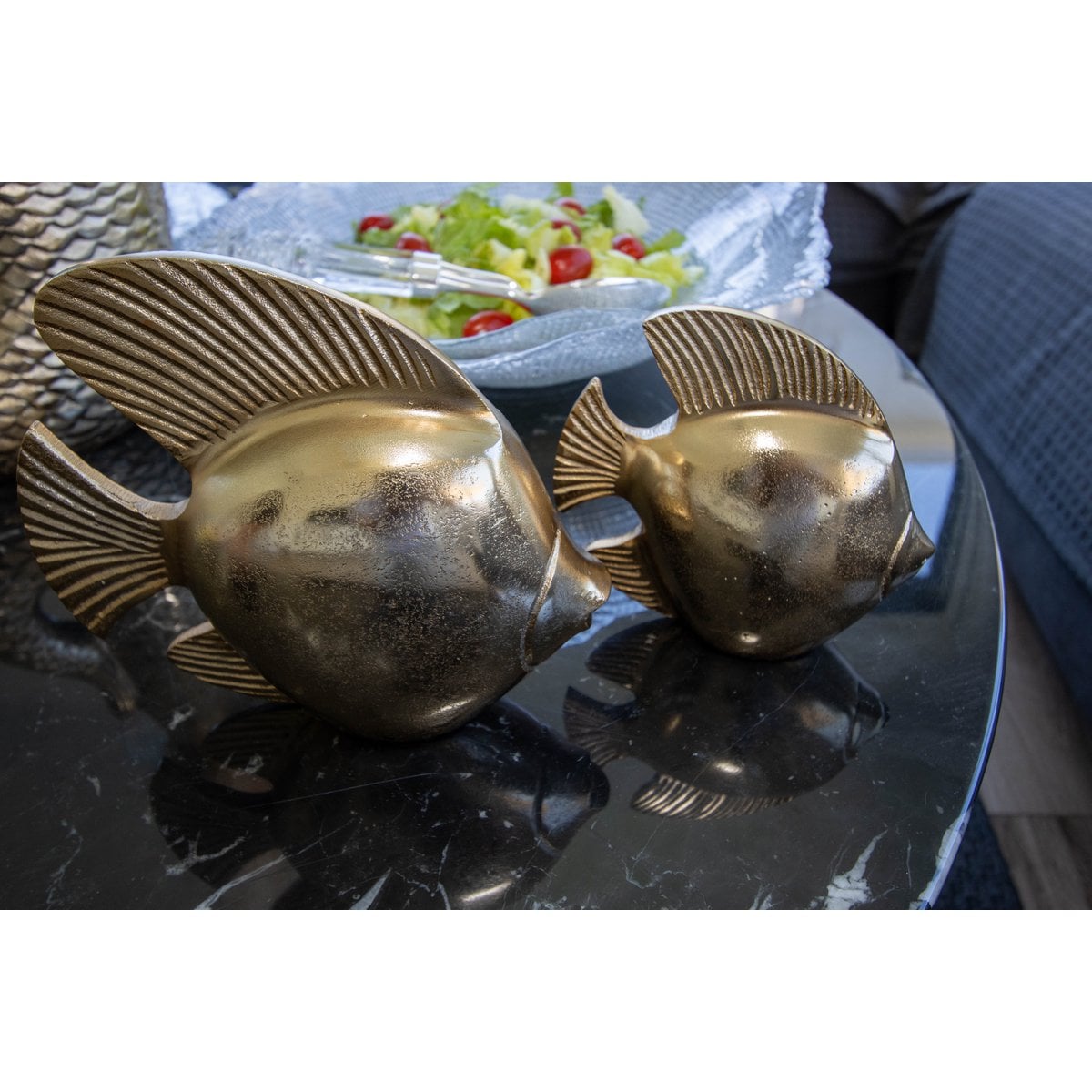 Decoratieve vis 19,5 cm goud aluminium