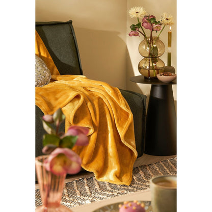 Plaid 180x130 cm geel polyester