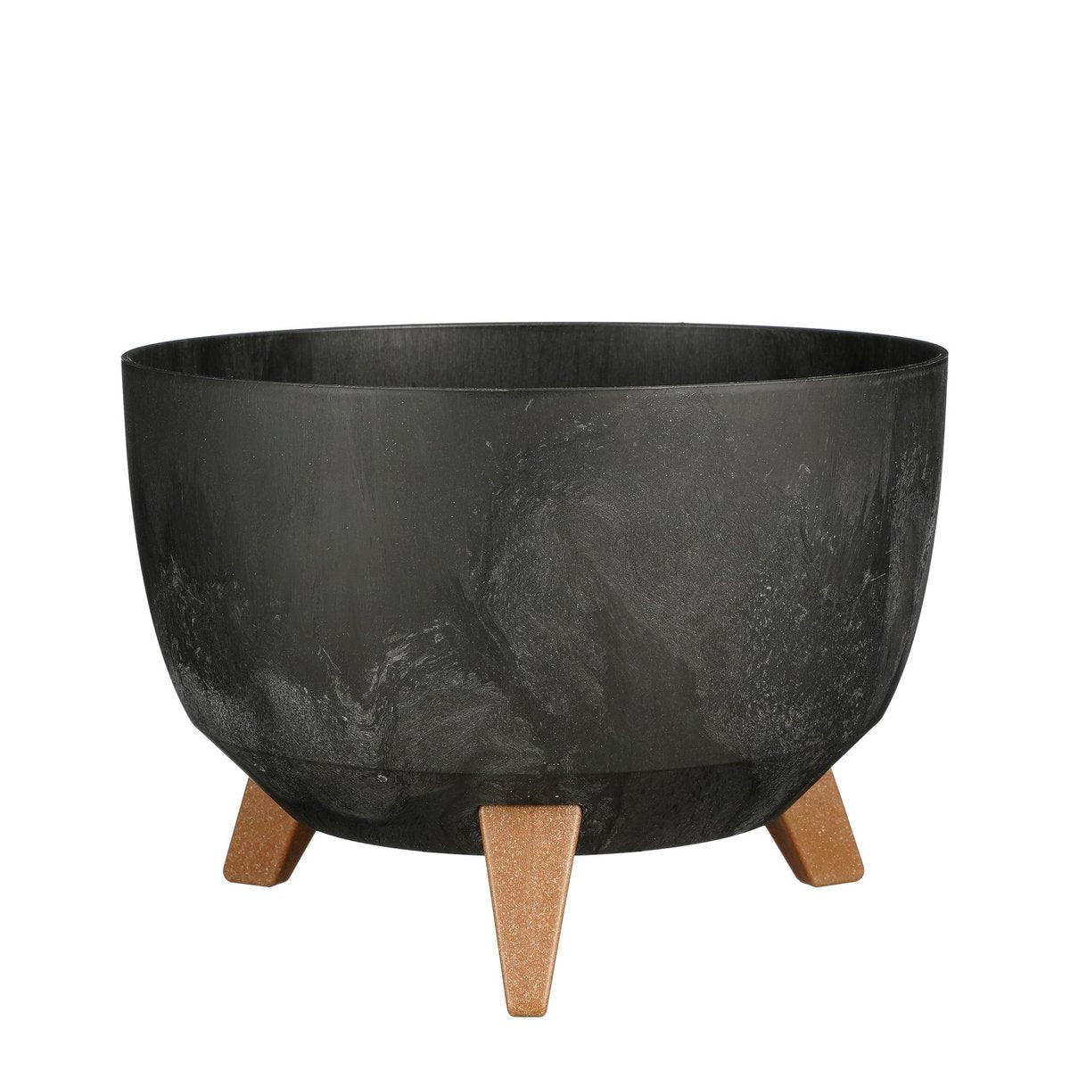 Plantenbak 33x18.5 cm zwart gerecycled plastic op poten