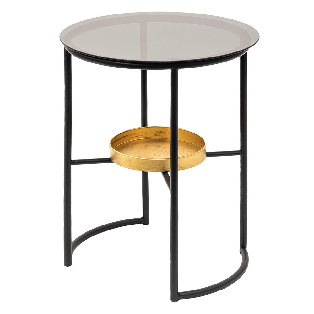 Bijzettafel Ø 43x55 cm ijzer glas zwart goud