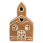 Waxinelichthouder Huis 10x10x16 cm Bruin Keramiek