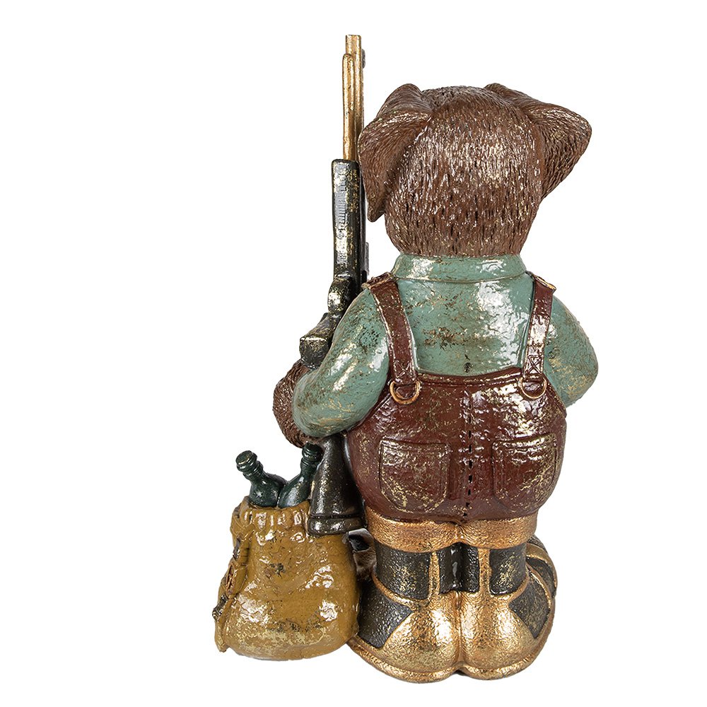 Hond beeld 20x13x32 cm bruin groen polyresin