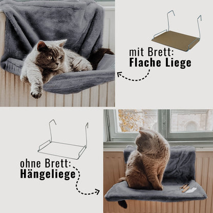 Katten radiatorbed hangmat 43x30x25 cm pluche grijs