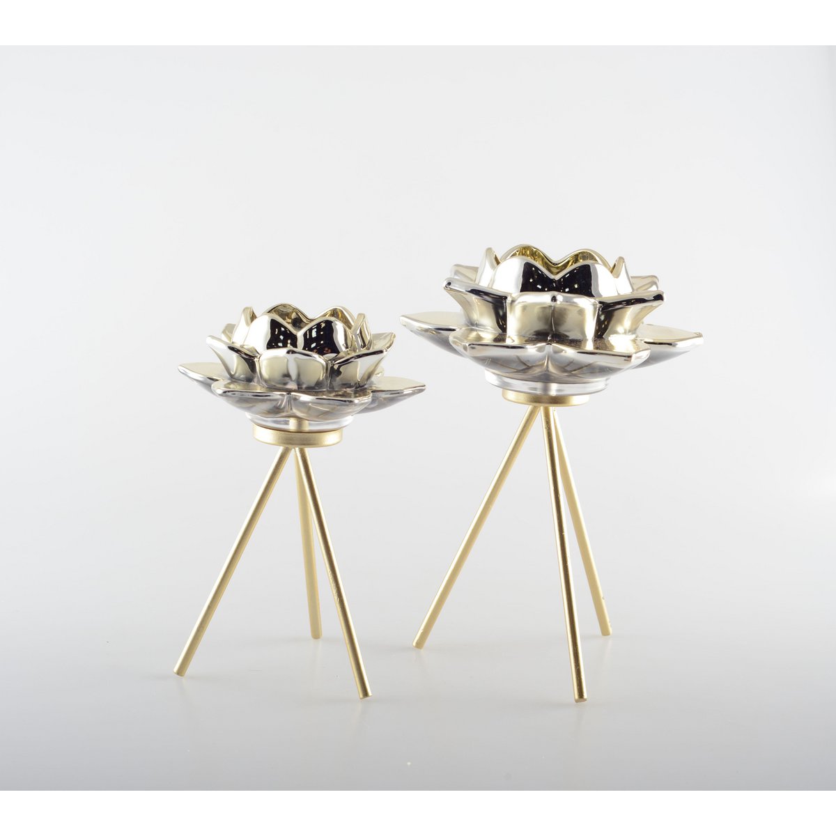 Kandelaar goud 15x15x20.5 cm glas metaal