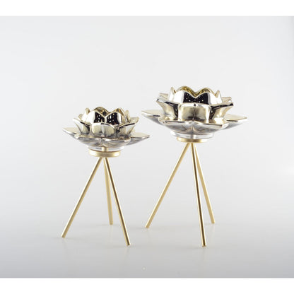 Kandelaar goud 15x15x20.5 cm glas metaal