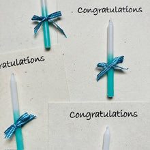 Luna-Leena 2x Greeting Card With Green Candle Congratulations Nepal