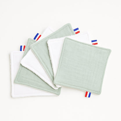 Reusable wipes made of organic cotton - green