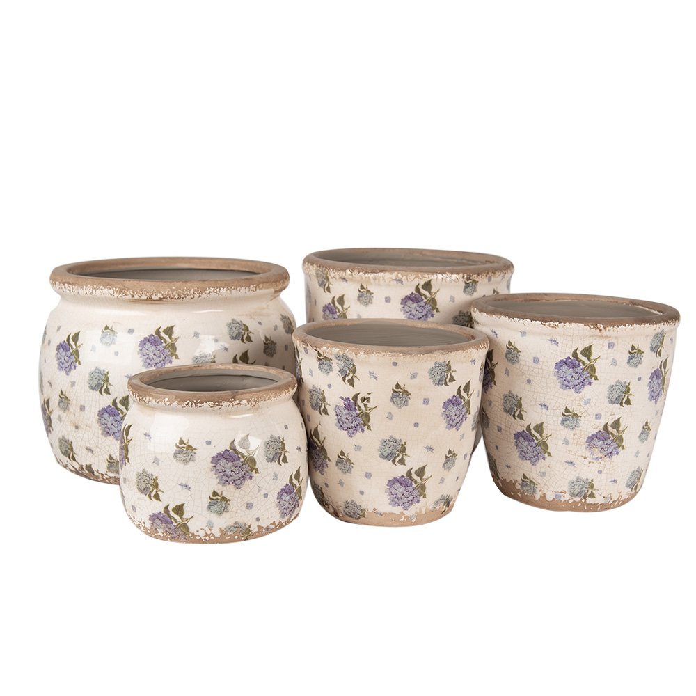 Bloempot Ø 20x15 cm keramiek beige blauw