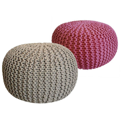 Poef set 2 stuks Ø55x37 cm grofgebreid