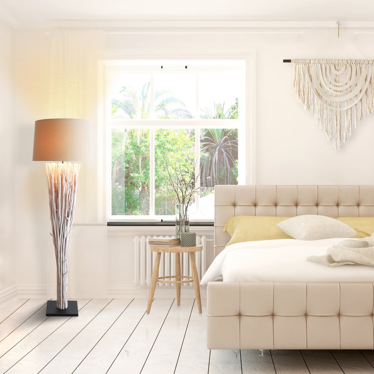 Vloerlamp drijfhout white wash 175 cm