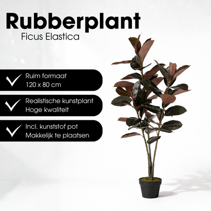 Kunstplant rubberplant 120 cm roodbruin