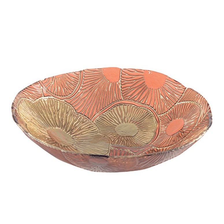 Glazen coupe 40 cm rood goud lotus