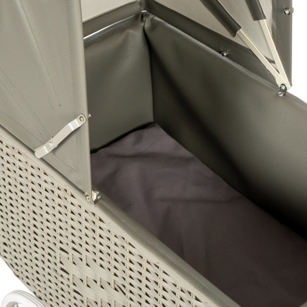 Poppenwagen rotan grijs 57x32x64 cm