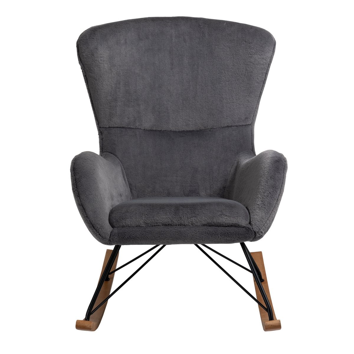 Rocking chair in dark grey lambskin look