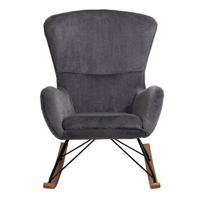 Rocking chair in dark grey lambskin look