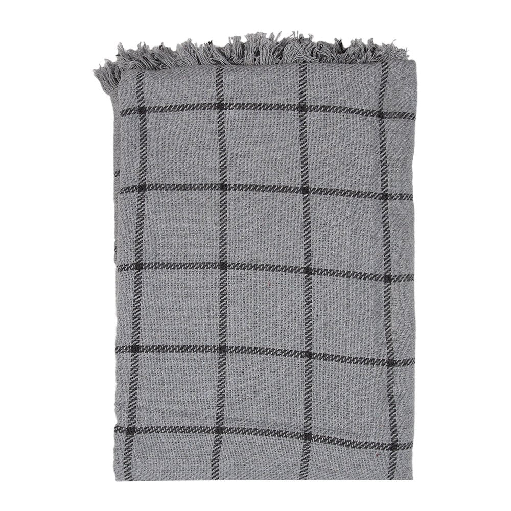 Throw 125x150 cm Grey Cotton Stripe Blanket