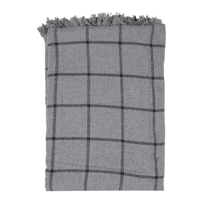 Throw 125x150 cm Grey Cotton Stripe Blanket
