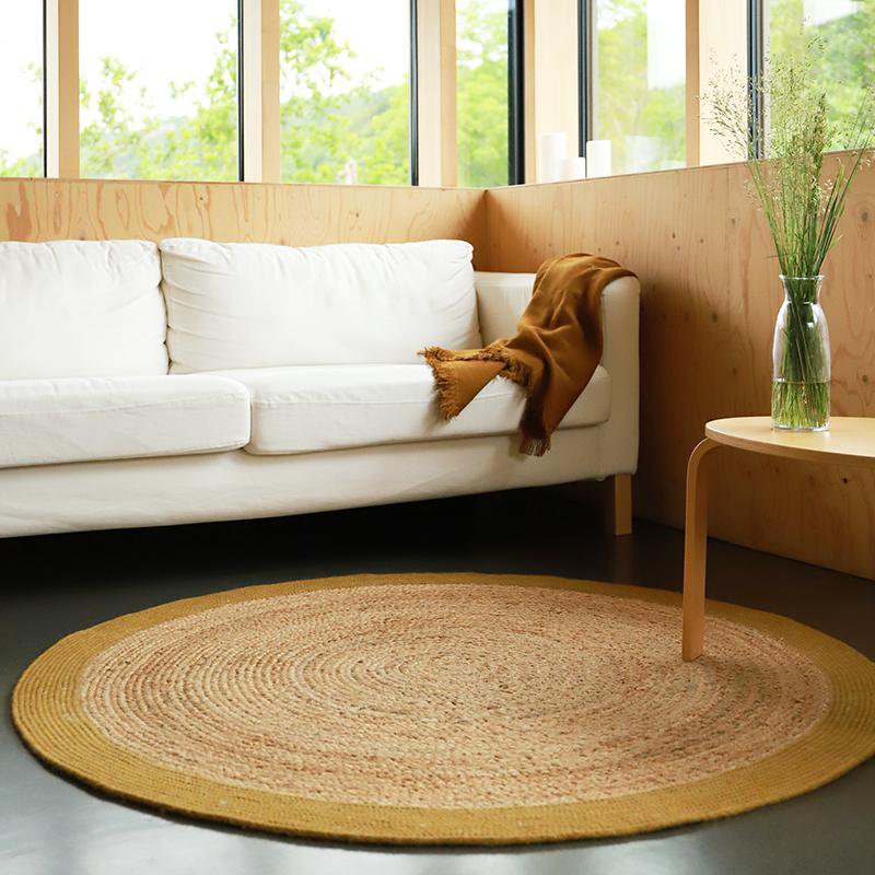 Vloerkleed jute wol katoen Ø140 cm