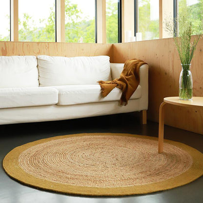 Vloerkleed jute wol katoen Ø140 cm