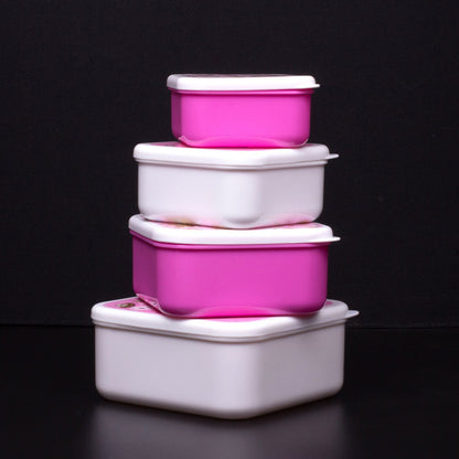 Snackdoosjes set van 4 roze wit