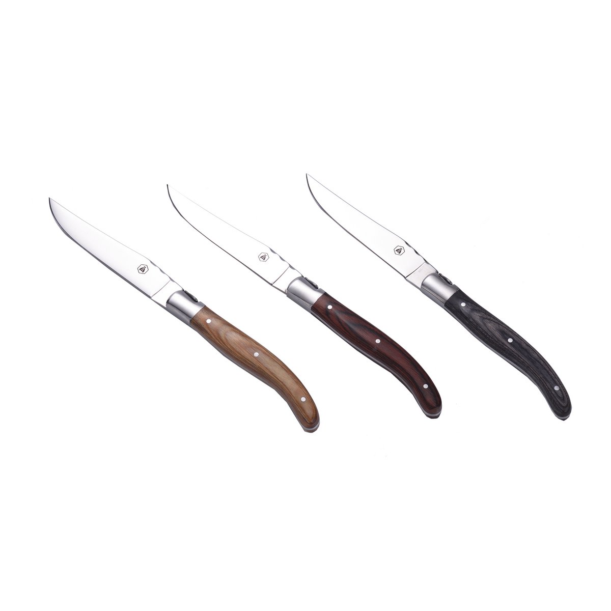 Laguiole steakmessen set 6 stuks rood zwart bruin