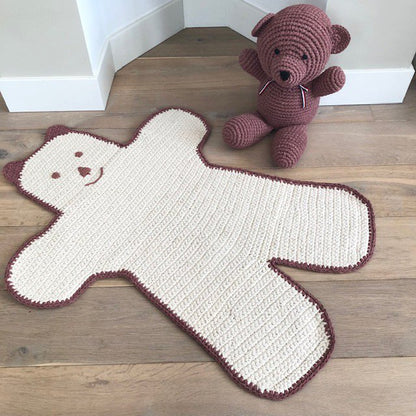 Vloerkleed beer 100x75 cm gebroken wit katoen