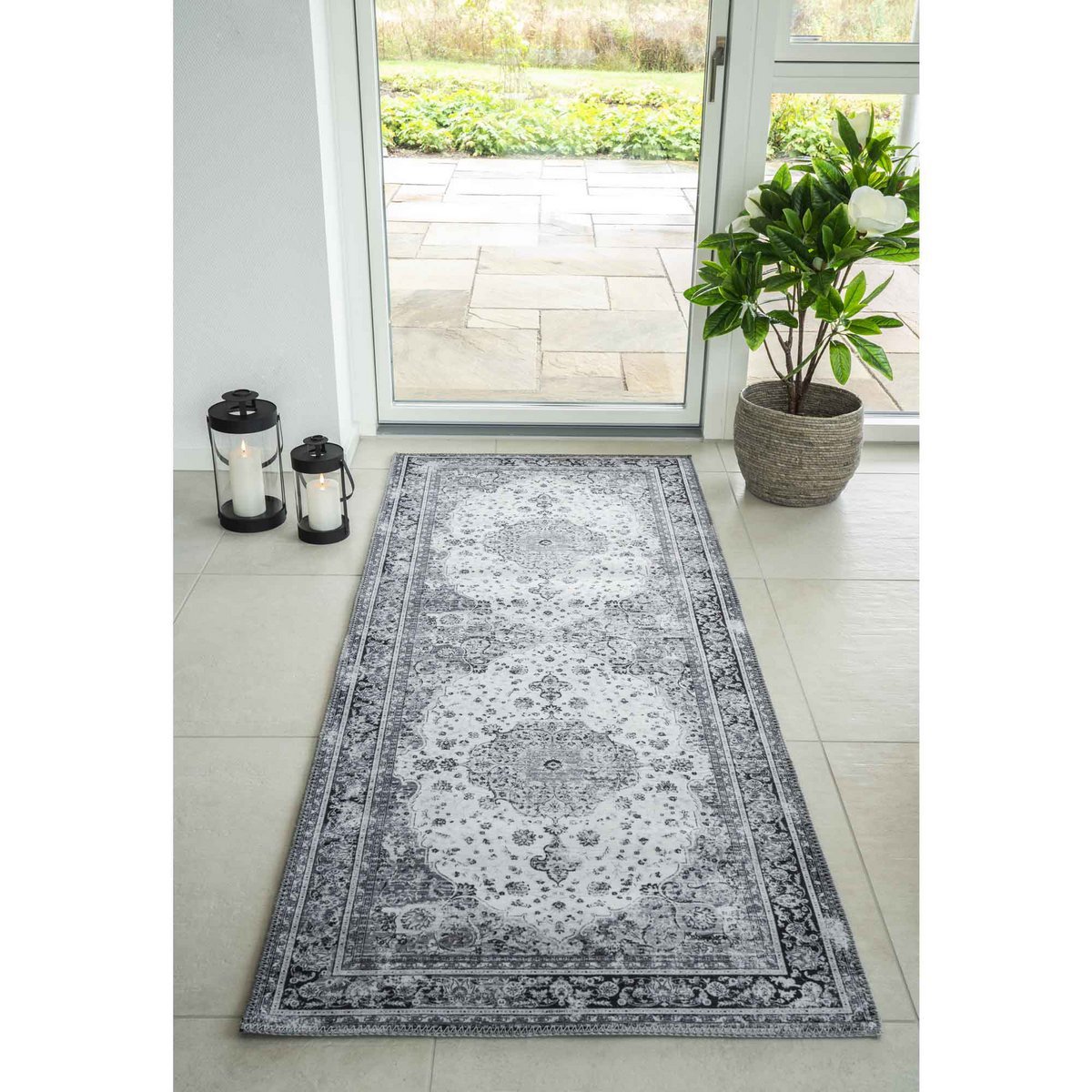 Havana Gangloper - Chenille Polyester, Zwart/Wit - 80x200 cm
