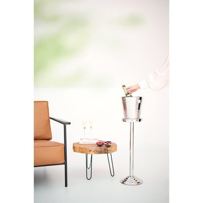 Champagnekoeler met standaard 83 cm gehamerd zilver