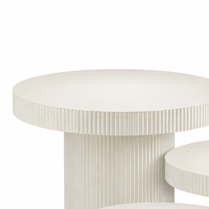 Bijzettafel set ijzer off-white rond