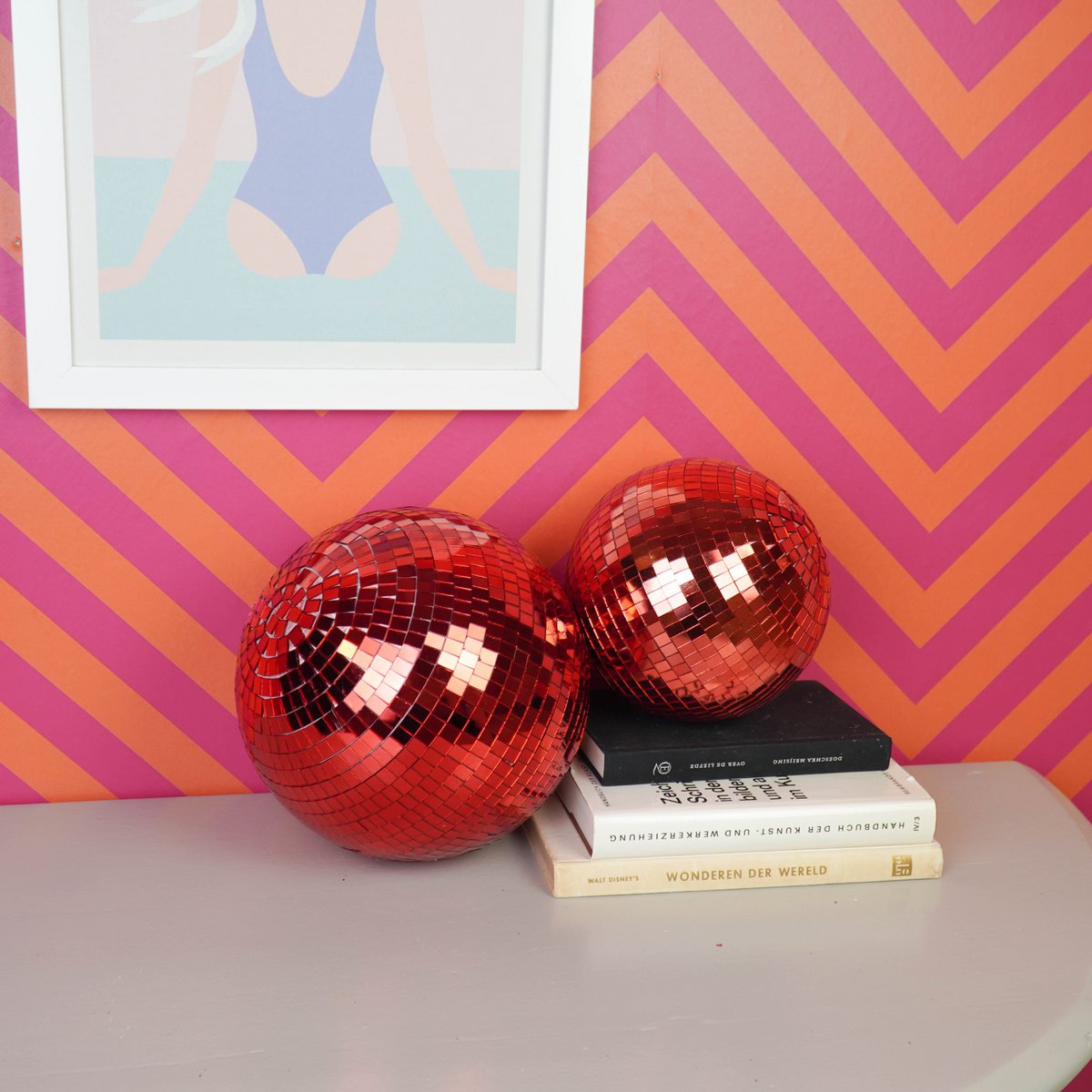Kersthanger discobal 15x15x15 cm rood