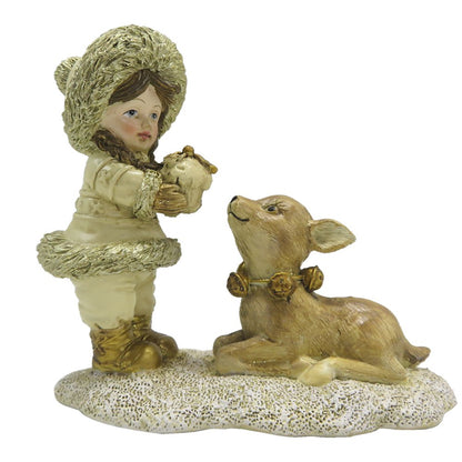Figurine Child 12 cm Gold-colored Polyresin Decoration Figurine