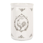Toothbrush holder Ø 8x12 cm White Ceramic Rooster