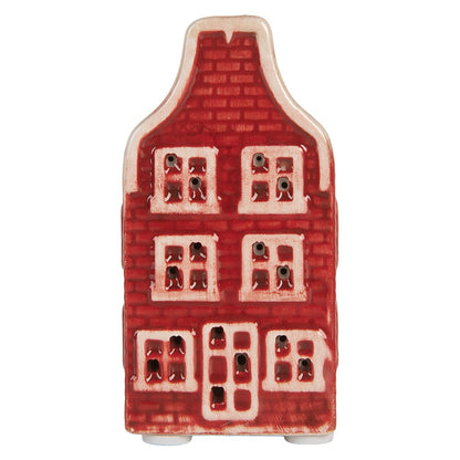 Decoratiehuis LED 4x4x8 cm rood keramiek