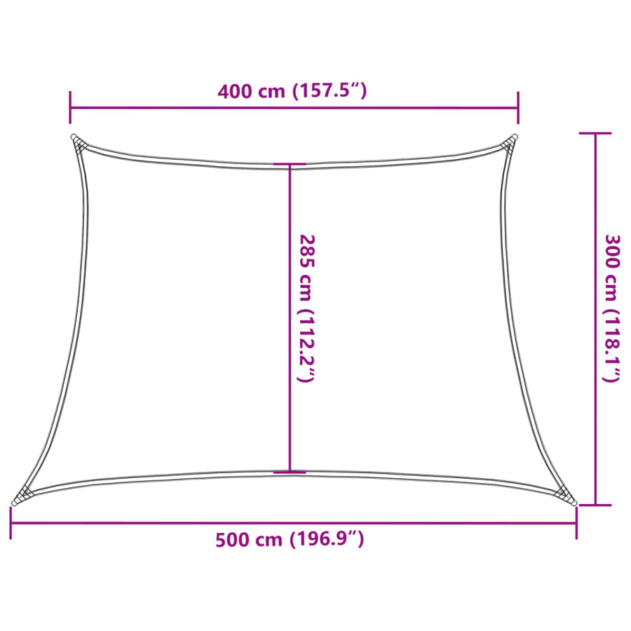 Zonnezeil 4/5x3 m HDPE zwart