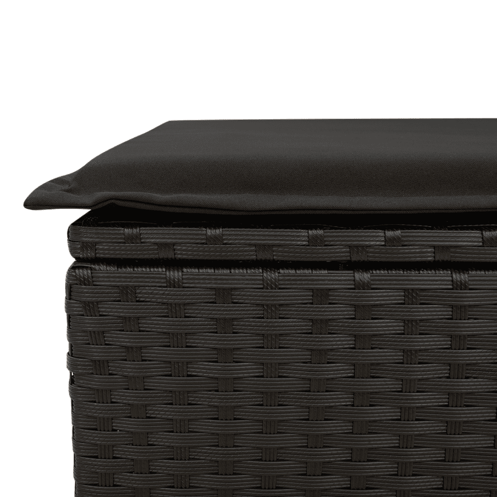 10-piece Loungeset with Cushions Poly Rattan Black